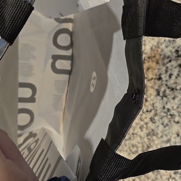 LULULEMON ATHLETICA REUSABLE TOTE BAG. BLACK AND WHITE. - Picture 3 of 3